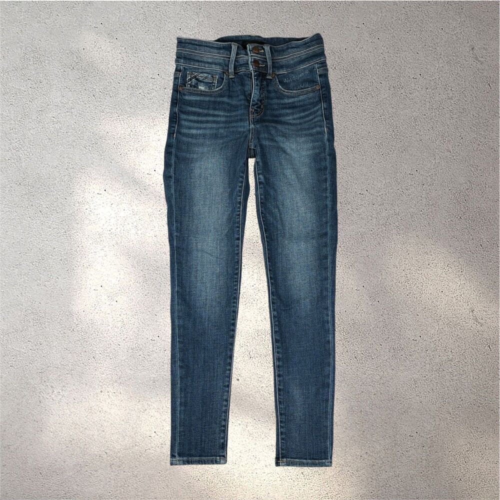 Buckle Black Fit No. 75 Ankle Skinny Jeans Women's 25 Blue Mid Rise Stretch